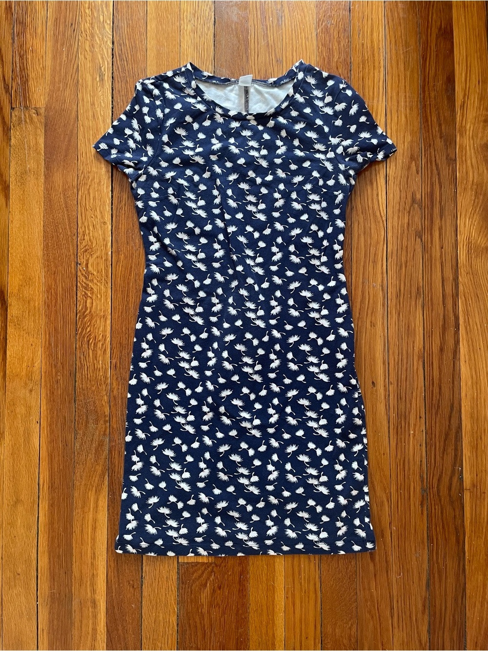 Old Navy Navy and White Mini Dress with Floral Print